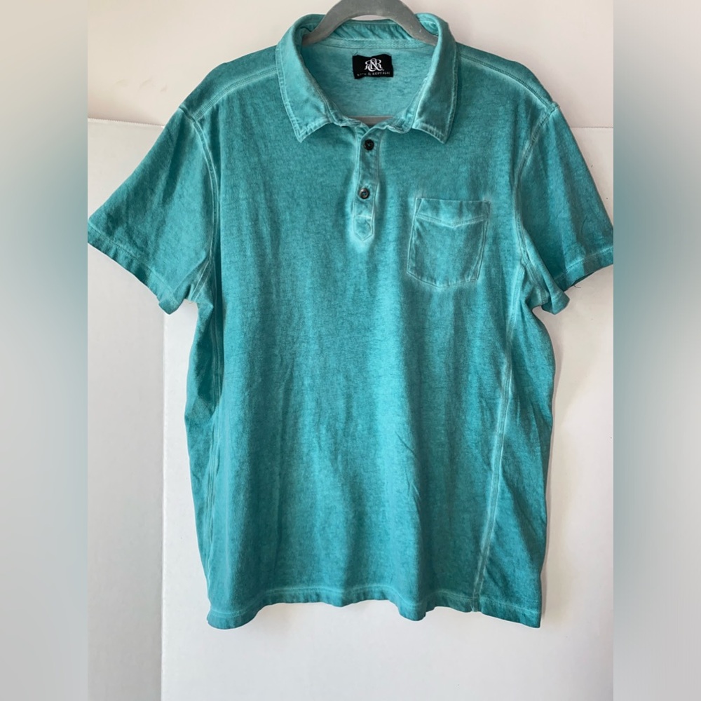 Rock & Republic Polo Shirt Men's XL Teal Short Sleeve Shirt
